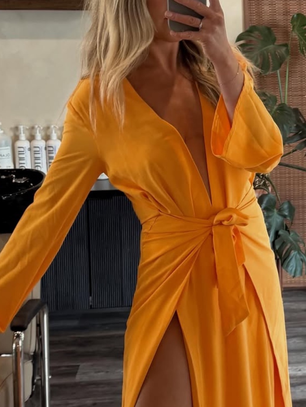 REVOLVE Mustard Yellow Long Sleeve Maxi Wrap Dress